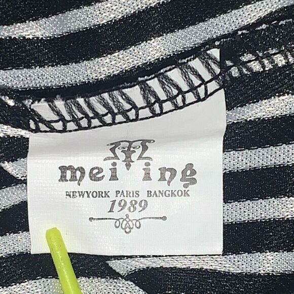 Mei ing Womens Size Small Tie High Waist Cropped‎ Pants Black White Stripe - Picture 2 of 7